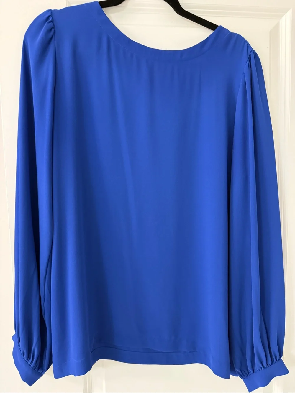 LOFT Royal Blue Long-Sleeve Blouse with Gathered Shoulders